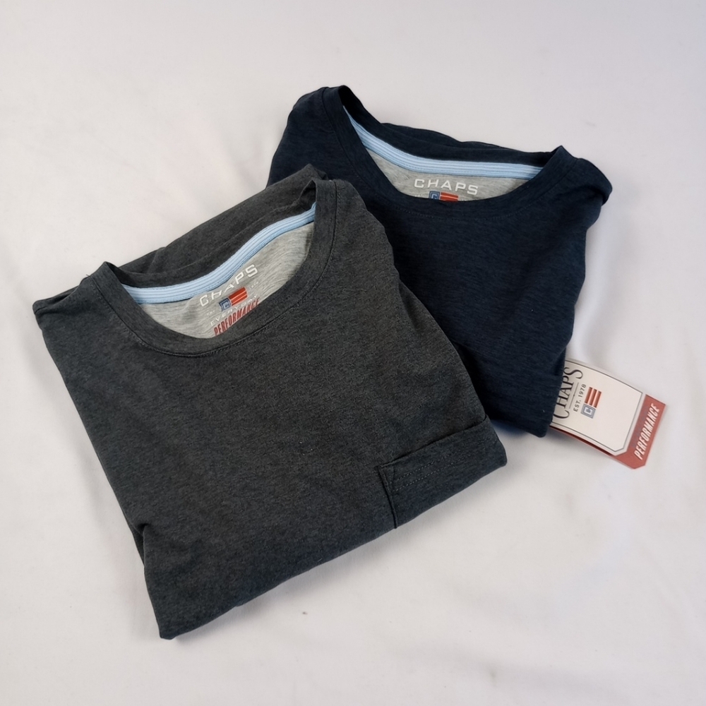 Chaps Everyday Performance Men's Small Gray and Blue T-Shirts Lot Of 2 Shirts